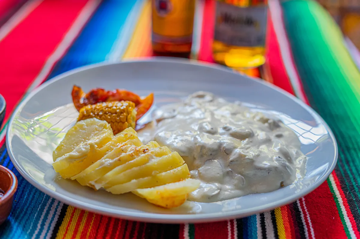 Solomillo a la crema con champiñones
